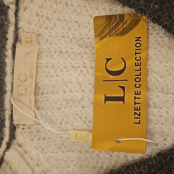 New L/C Lizette Collection Fuzzy Cardigan V-Neck Metallic Silver Discs XL GRAY - Picture 8 of 10